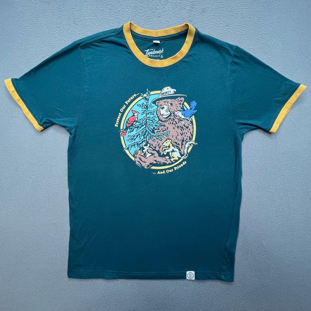 The Landmark Project Men T-Shirt Cotton Blend Medium Smokey Bear Ringer Tee